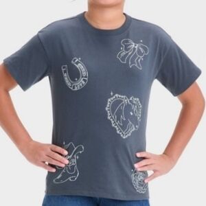 Cat & Jack Girls Short Sleeve Oversized Western Graphic T-Shirt L (10-12)